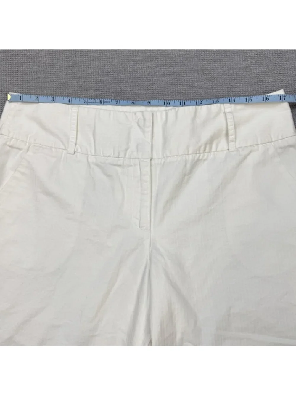 New York Company Capri Pants Womens Size 14 Off-White Slit Cuff High Rise Cotton